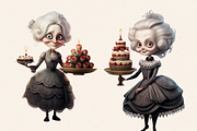 GOTHIC GRANDMAS WITH CAKES CLIPART, a Person Illustration by Daring Digies (Thumbnail 4 of 6)