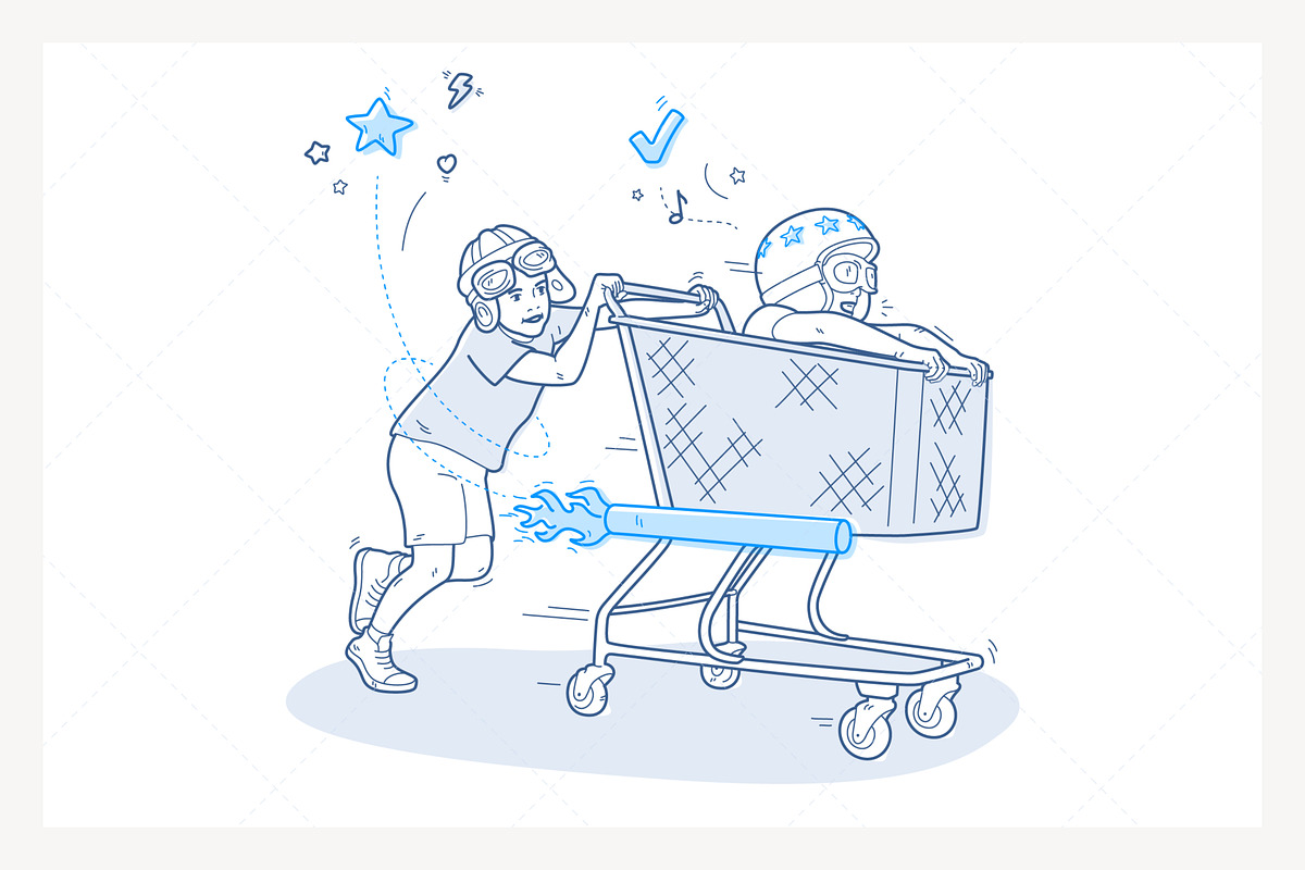 Children Playing with Shopping Cart, a Graphic by PixelBender (Photo 1 of 5)