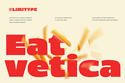 Eatvetica - Bold Food Font, a Sans Serif Font by limitype (Thumbnail 1 of 15)