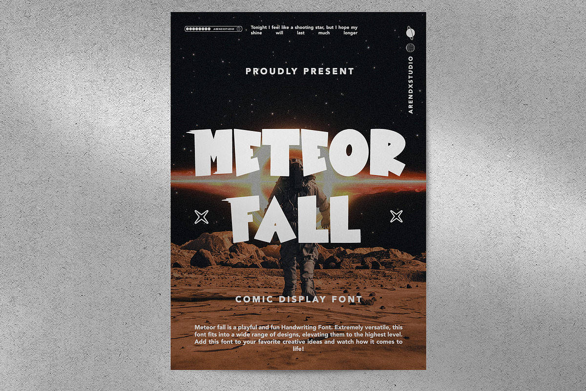 Meteor Fall - Comic Display Font, a Font by Arendxstudio