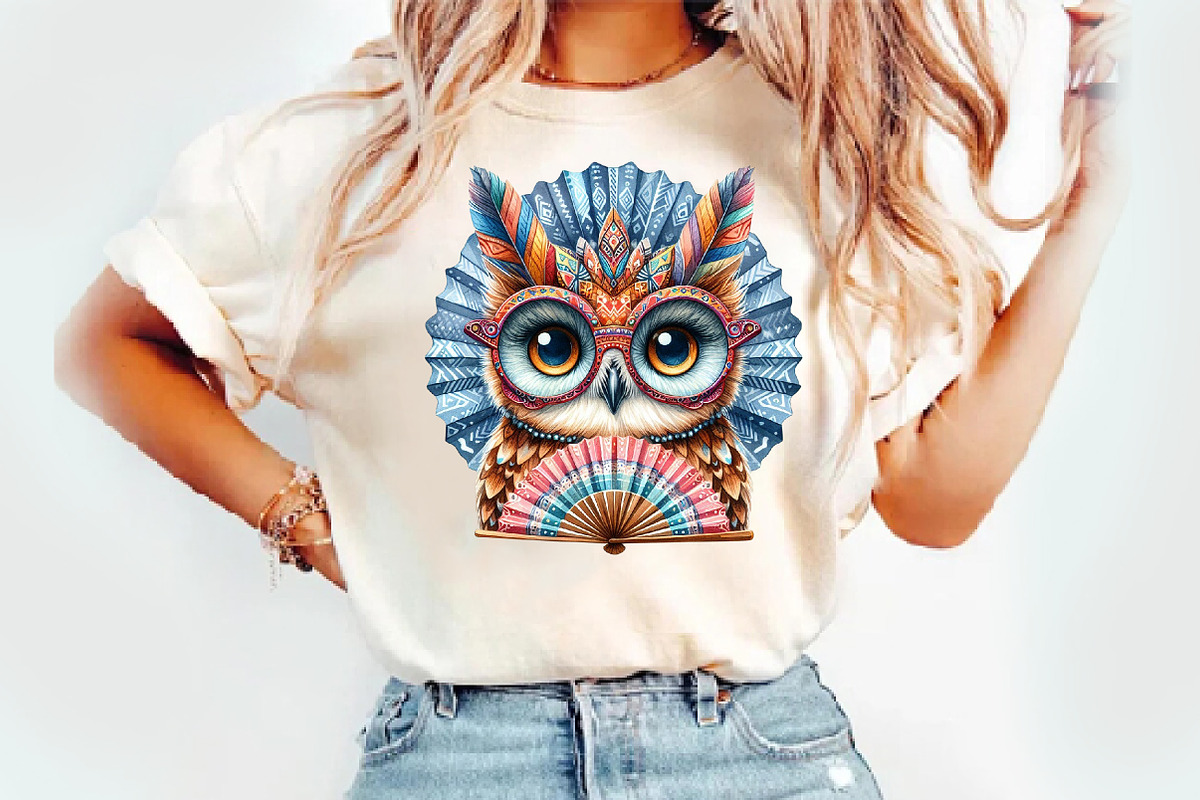 Boho Owl Sublimation Clipart, an Illustration by Watercolor design (Photo 4 of 5)
