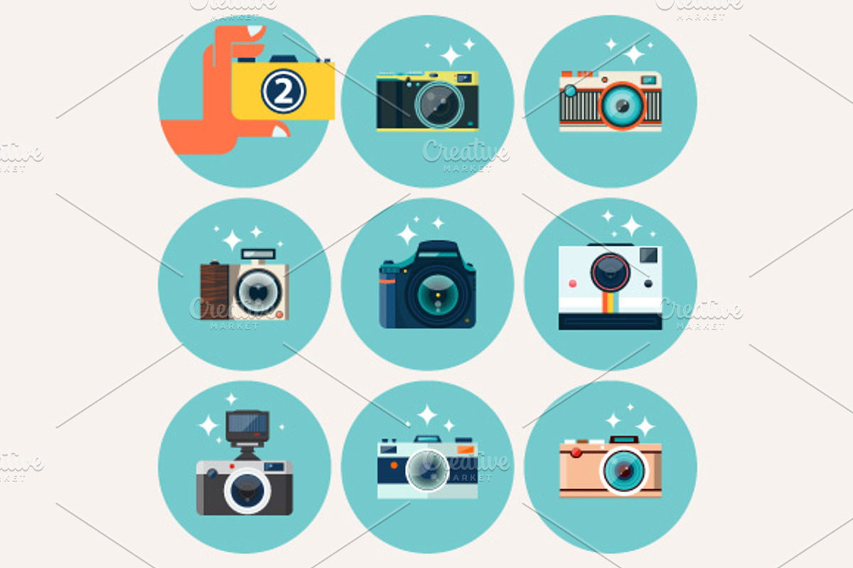 Flat Camera Icons Bundle preview 3