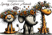 Spring Safari Whimsical Clipart, an Animal Illustration by designcity5 (Thumbnail 1 of 5)