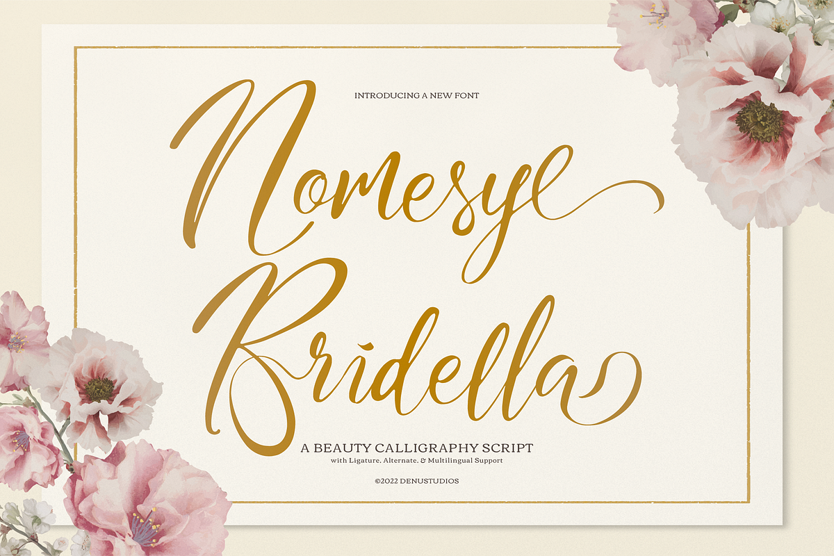 Nomesyl Bridella Beauty Calligraphy, a Script Font by Denustudios (Photo 1 of 12)