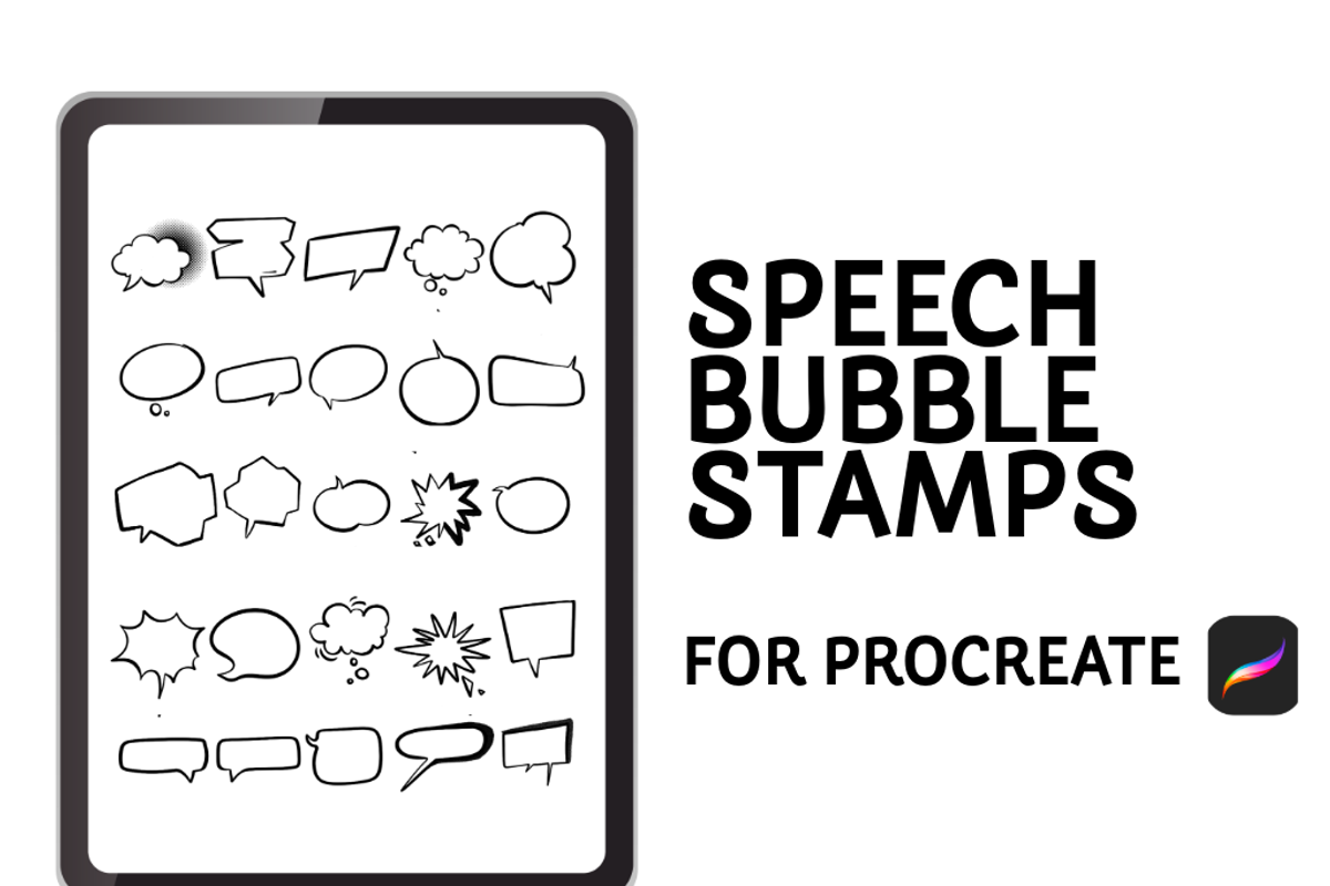 Speech Bubble Stamps for Procreate, a Brush Add-On by An Inkling Of Curry (Photo 1 of 4)