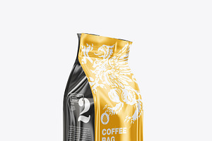 Glossy Plastic Paper Coffee Bag Mock