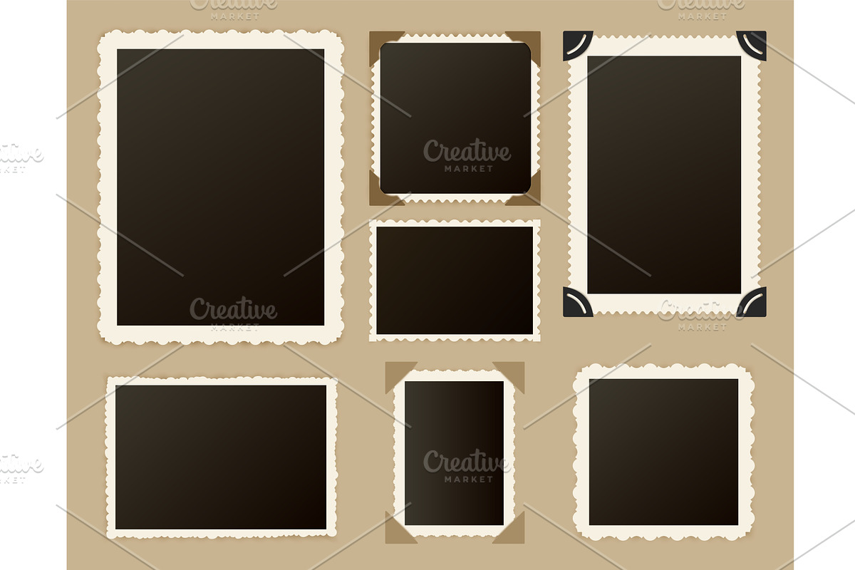 Retro photo frames. Old paper, an Illustration by Frogella