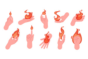 Hot fires in hands. Human hand, an Illustration by LadadikArt