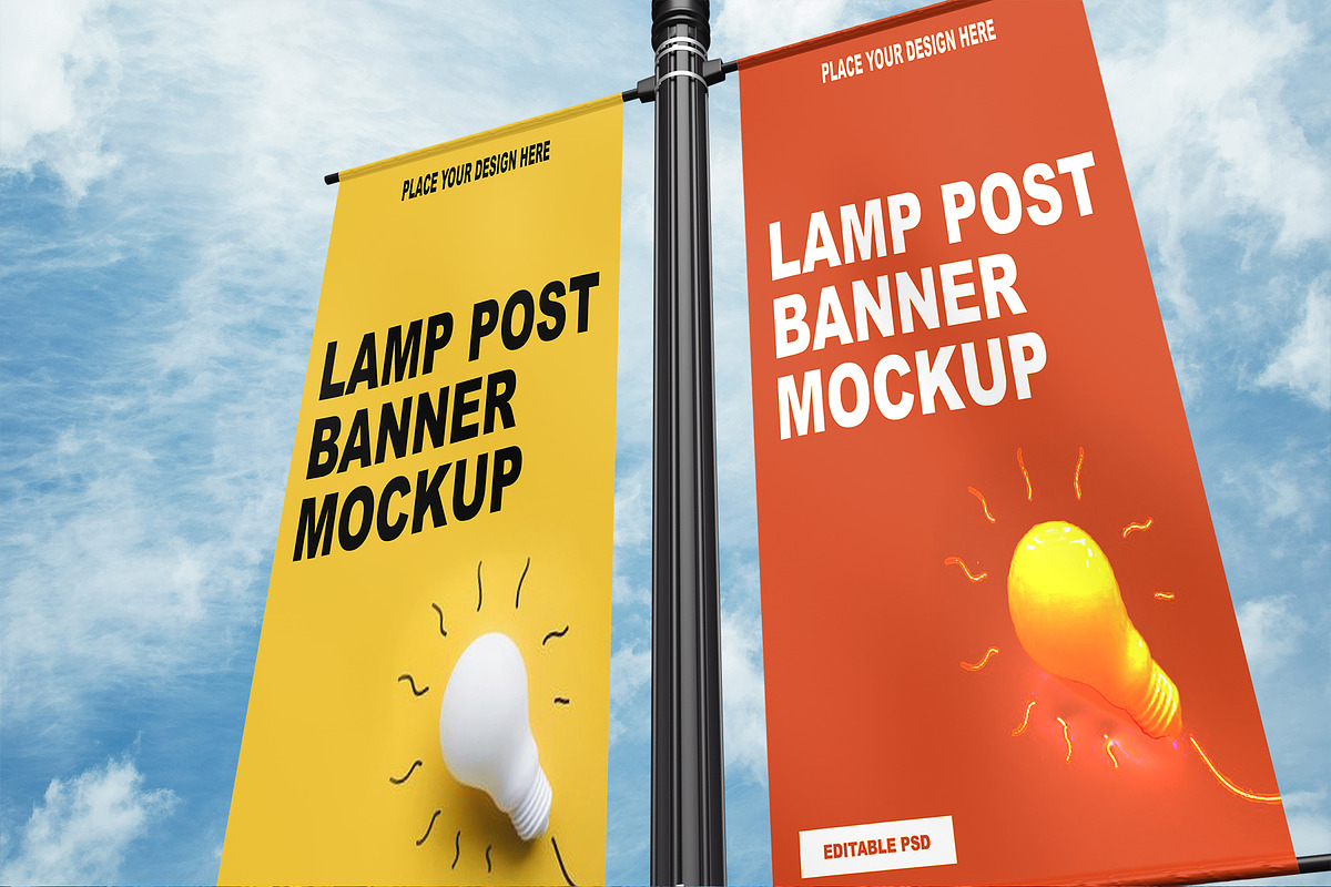 Lamp Post Banner Mockup, a Product Mockup by Designbuys (Photo 7 of 20)