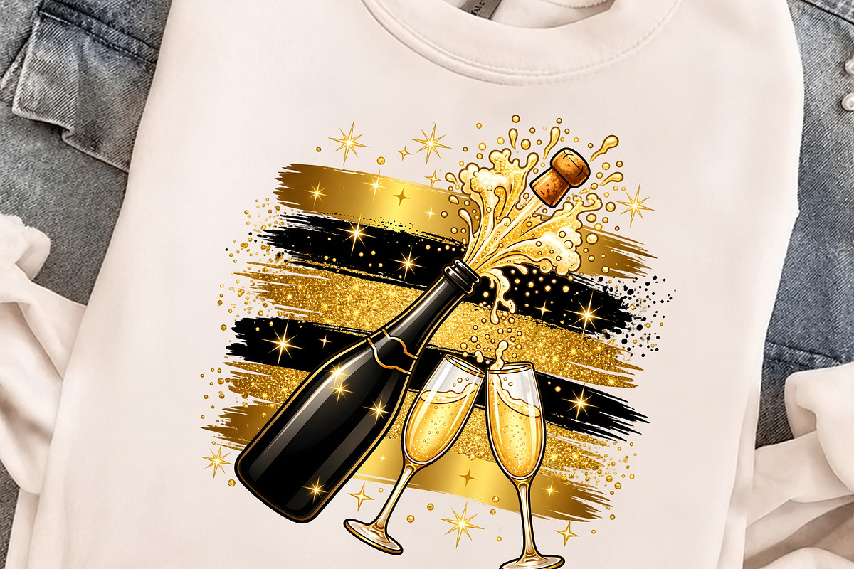 New Year Champagne Celebration PNG, an Object Graphic by Zahyl Studio (Photo 4 of 7)
