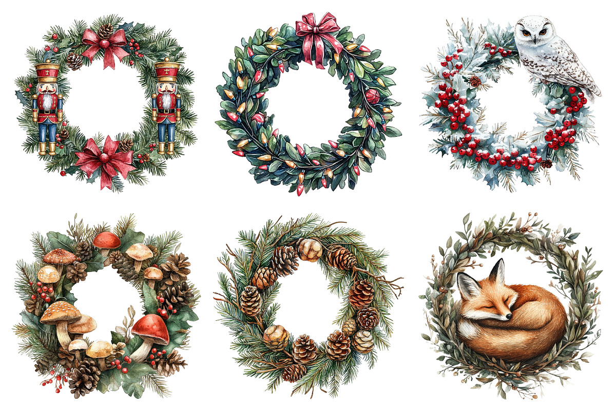 Christmas Wreath Drawing Clipart, an Illustration by Daily.Designs (Photo 2 of 5)