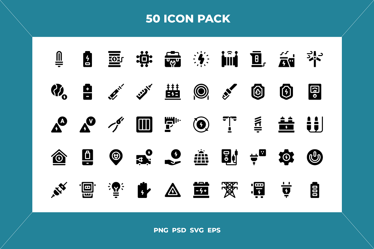 Electricity icons, an Outline Icon by Wencory (Photo 1 of 2)