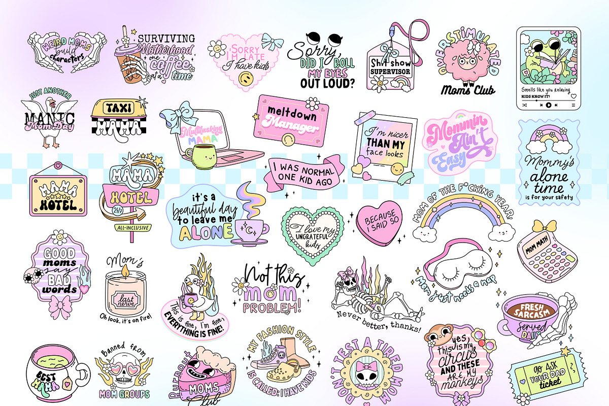 Sarcastic Mom Quotes PNG Bundle, a Person Illustration by Huxmay (Photo 2 of 10)