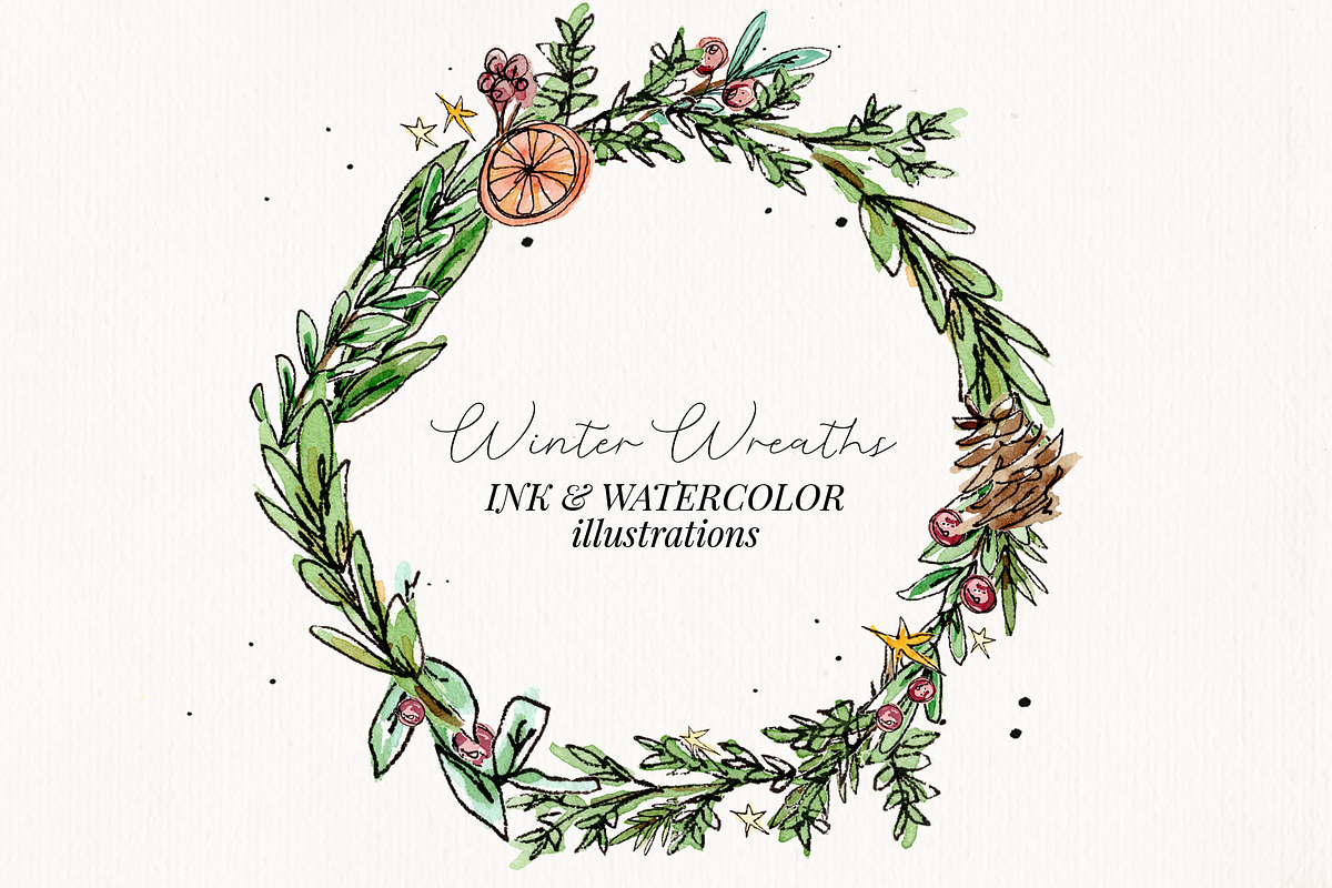 Ink & Watercolor Wreaths, a Texture Illustration by Chelsea Bromley (Photo 6 of 6)