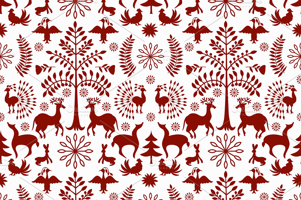 Otomi Style Winter Pattern, a Pattern Graphic by alexmakarova (Photo 1 of 2)