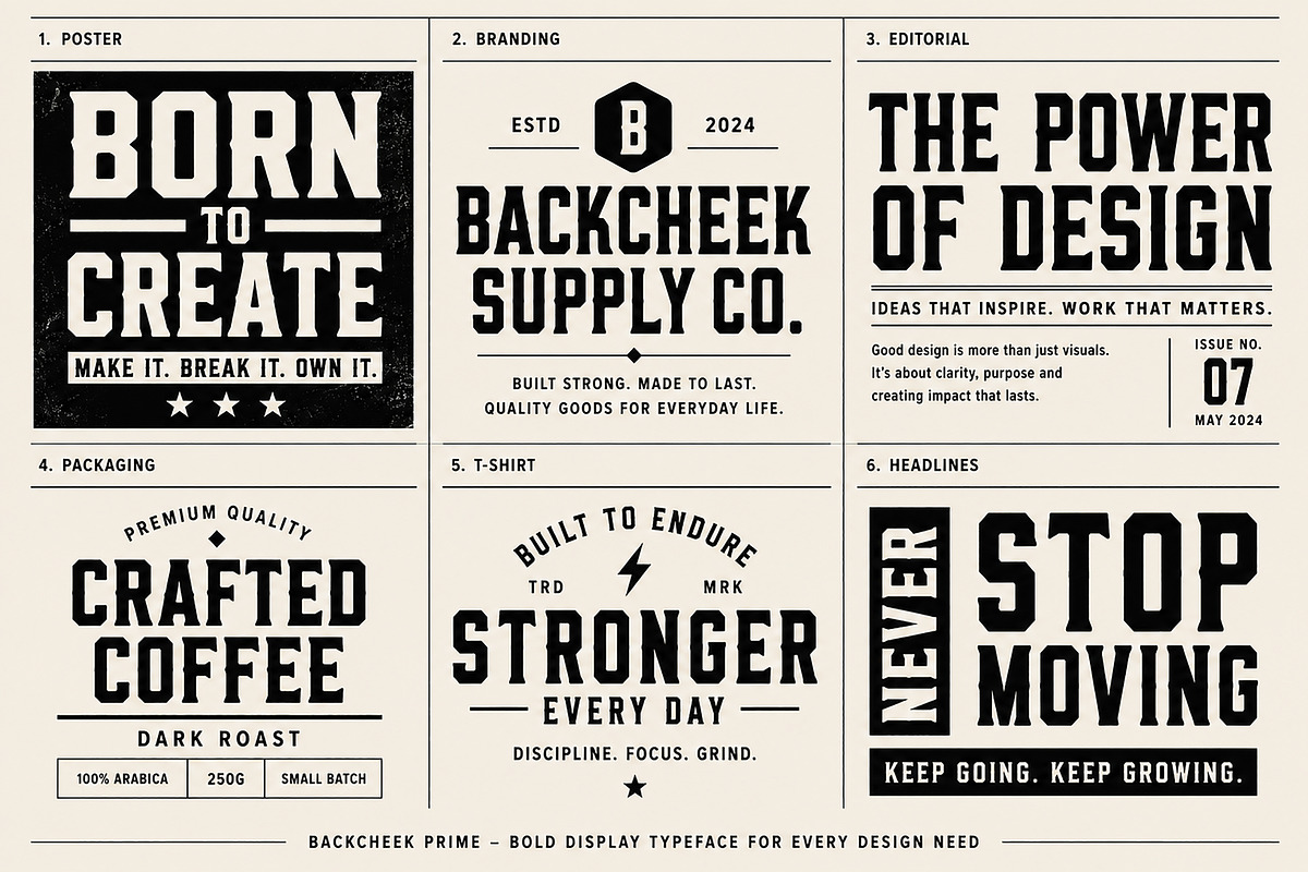 Backcheek Prime — Bold Display Font, a Slab Serif Font by Wow Magic (Photo 3 of 5)