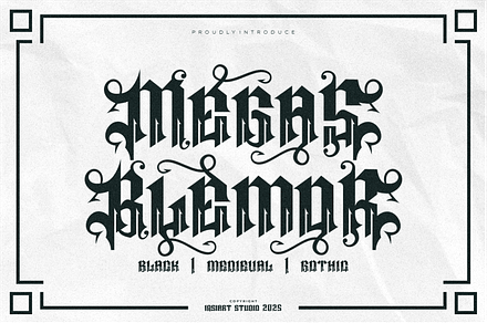 Megas Blemor - Tattoo Font, a Blackletter Font by Iqsiart Studio