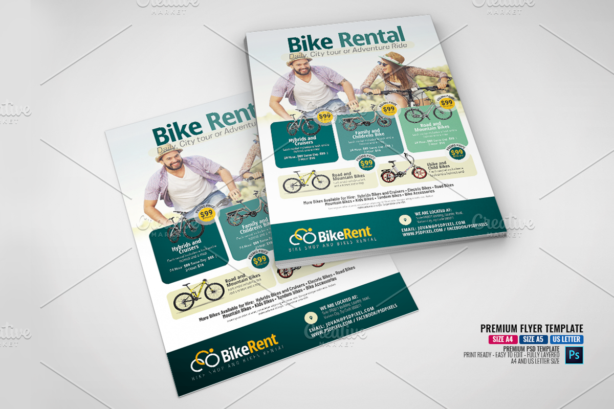 Bicycle Rentals Flyer, a Flyer Template by PSDPixel (Photo 4 of 5)