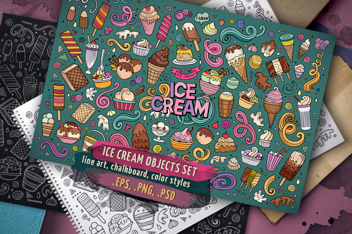 Ice Cream Objects & Elements Set, an Object Graphic by BALABOLKA (Photo 1 of 4)