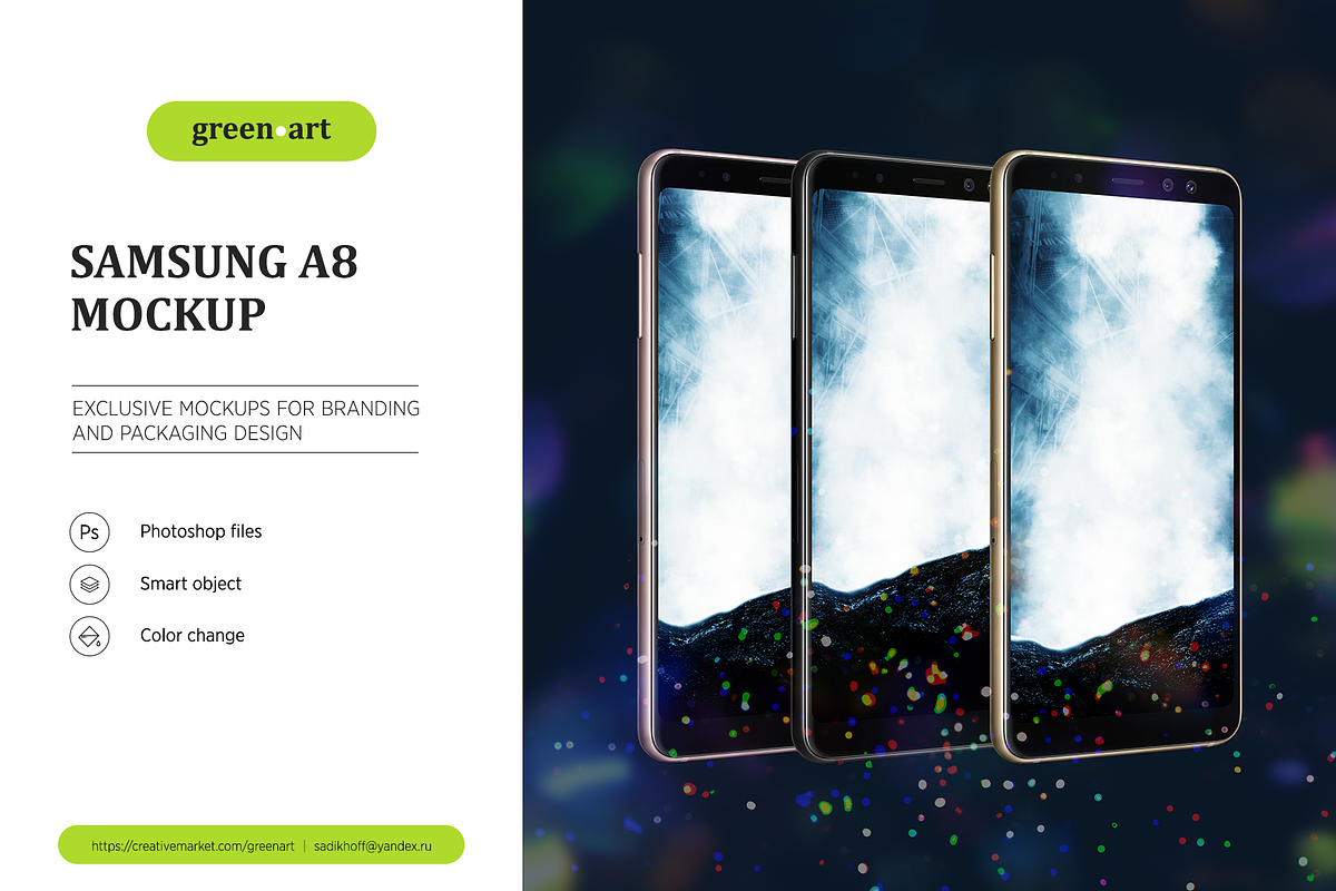 Samsung A8 PSD Mockup, an Android Mockup by Green Art (Photo 4 of 6)