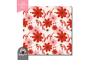 Christmas Candy Cane Floral Pattern, a Pattern Graphic by KisbyArt (Thumbnail 2 of 3)