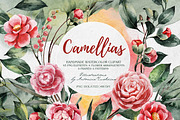 Spring watercolor camellia set, an Illustration by RushkinaAntonina (Thumbnail 1 of 6)