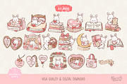 Romance Reader Bunny Clipart, an Animal Illustration by Blumensdiary (Thumbnail 2 of 6)