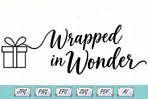 Wrapped in Wonder Gift Line Art