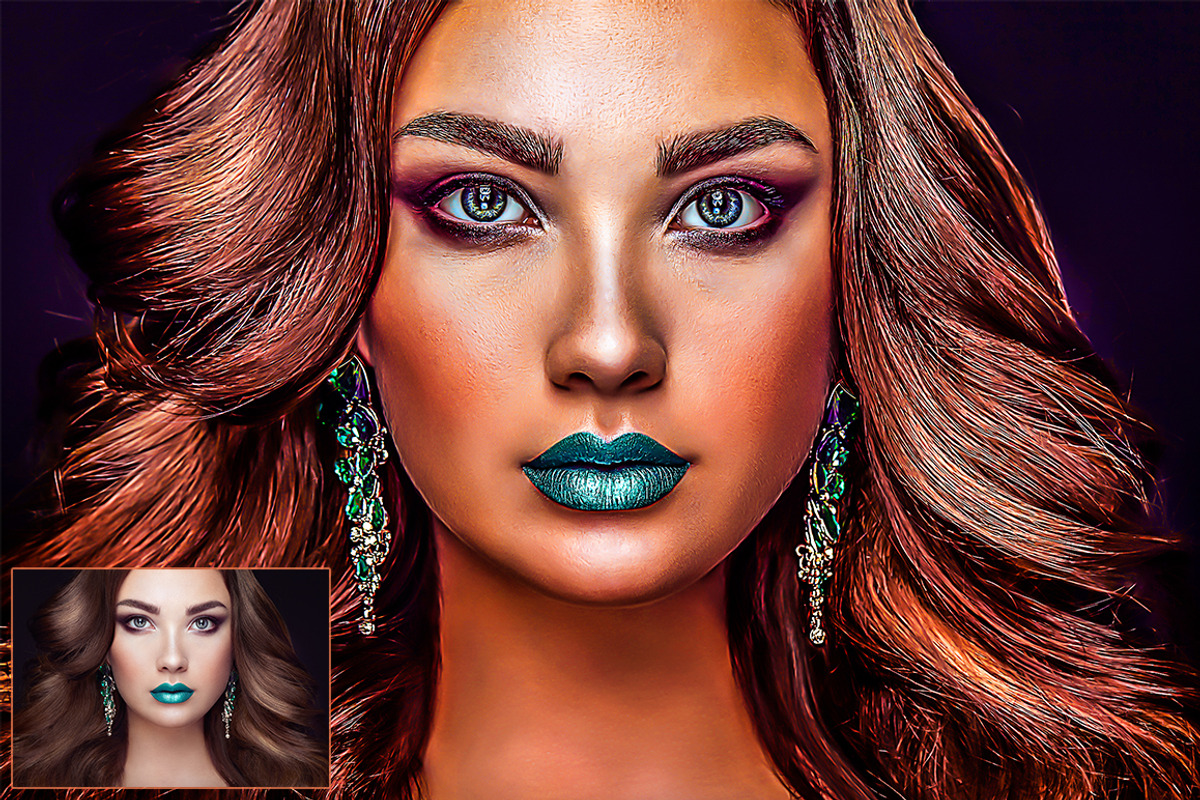 Colorful Oil Painting Photoshop Acti, an Action Add-On by designvillage (Photo 6 of 14)