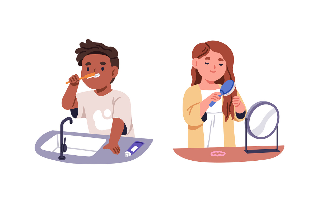 Kids hygiene routine set, a Person Illustration by Good Studio (Photo 4 of 6)