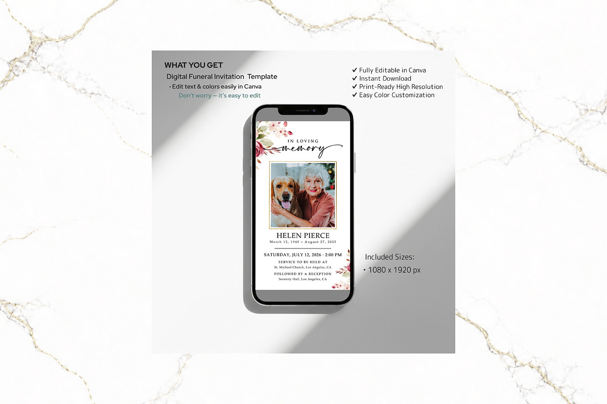 Digital Funeral Invitation CV FR008, a Social Media Template by TyphoonStudio (Photo 2 of 5)