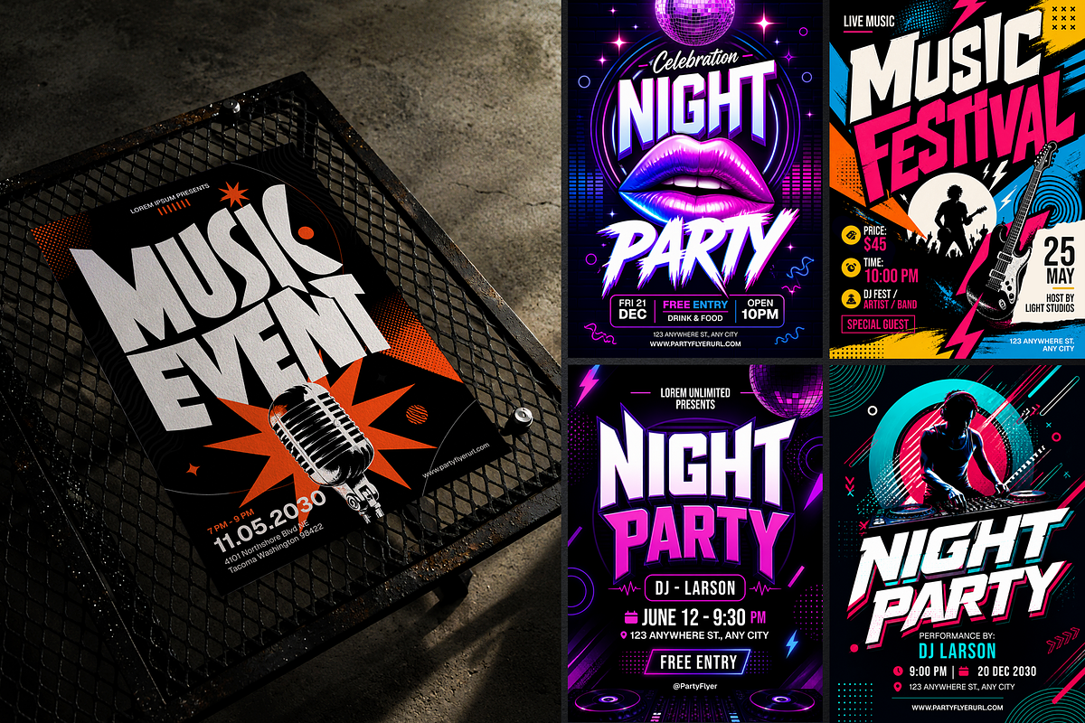 Party Events Flyer Poster Template, a Flyer Template by Miyaji75 (Photo 3 of 5)