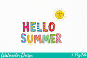 Hello Summer Png, an Illustration by Watercolor design (Thumbnail 1 of 3)