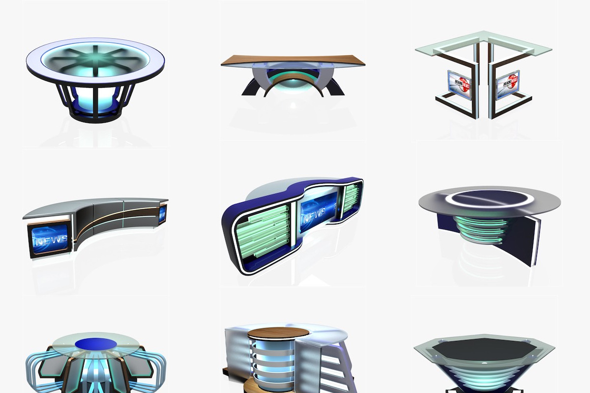 TV Studio Desk Collection (12 PCS), a Furniture 3D Model by akerStudio (Photo 3 of 153)