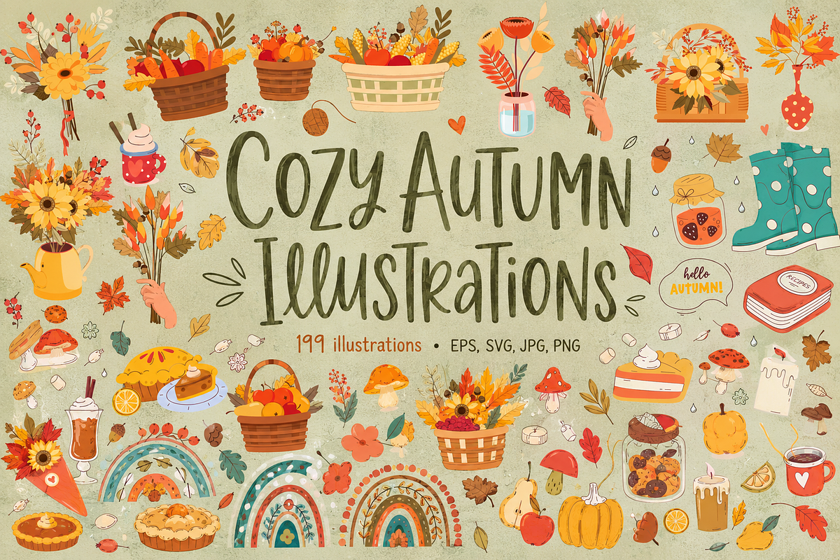 Cozy Fall Clipart, a Seasonal Illustration by Anna Studio (Photo 1 of 13)