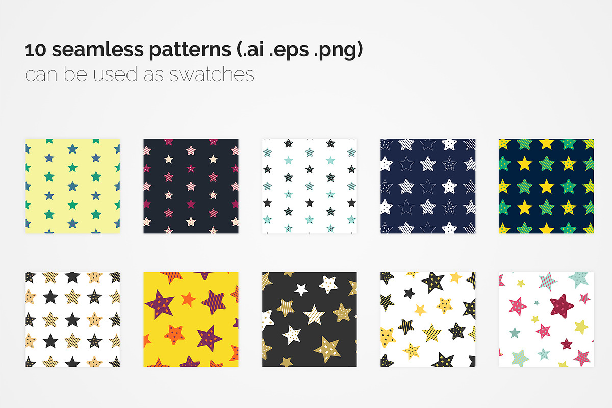 Stars Seamless Patterns, a Pattern Graphic by 3Y_Design (Photo 2 of 6)