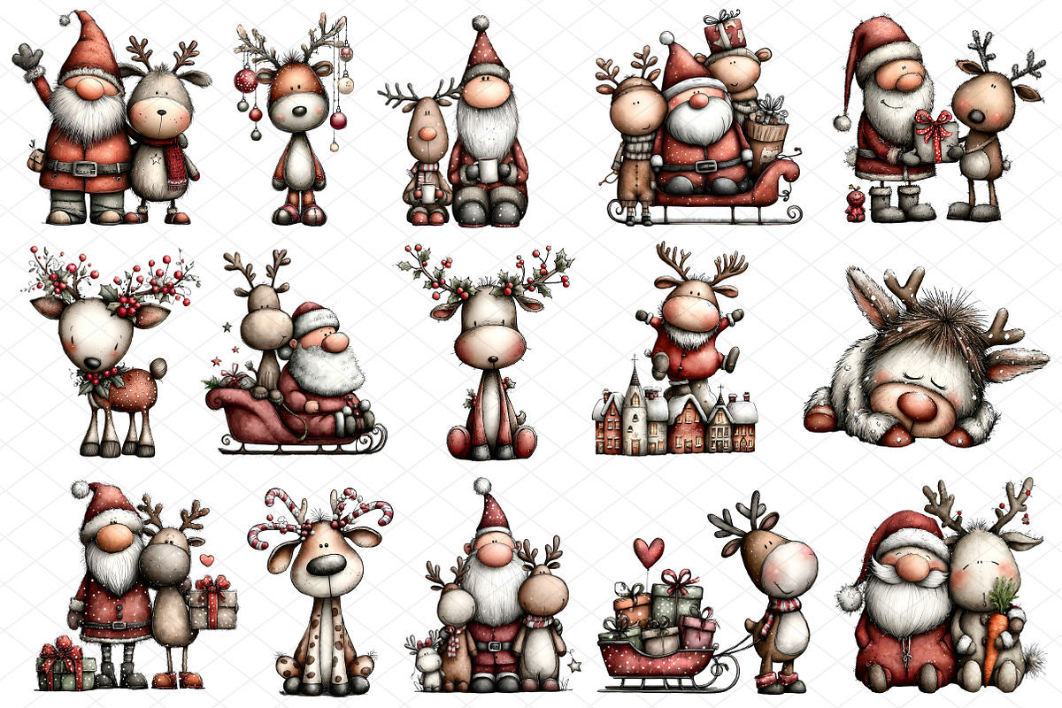 Whimsical Christmas Santa Reindeer, an Illustration by cherrydesign (Photo 3 of 4)
