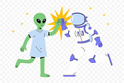 Cute Astronaut and Alien High Five, a Person Illustration by Partikusi Design (Thumbnail 3 of 3)