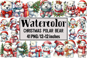Christmas Polar Bear, an Illustration by Design Market