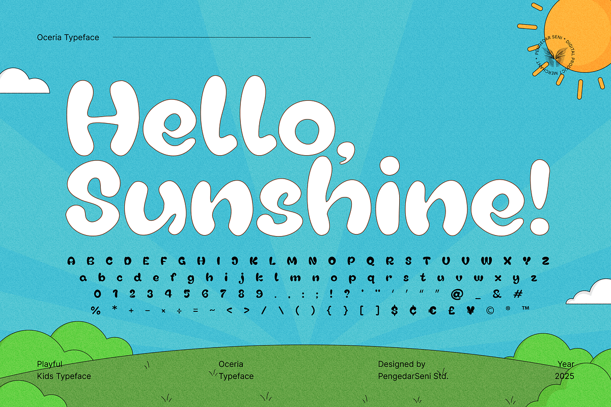 Oceria – Playful Kids Typeface, a Sans Serif Font by Pengedar Seni (Photo 2 of 8)