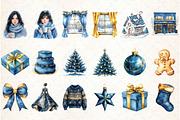 Gold and Blue Christmas Clipart, an Illustration by Libby Wishes (Thumbnail 2 of 7)