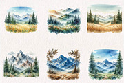 Watercolor Mountain Landscape, a Seasonal Illustration by CreationArt (Thumbnail 3 of 7)