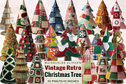 Vintage Retro Patchwork Christmas Tr, an Illustration by SVGArt (Thumbnail 1 of 8)