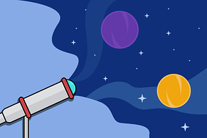 Astronomical telescope looks space, a Technology Illustration by zyxroun shop