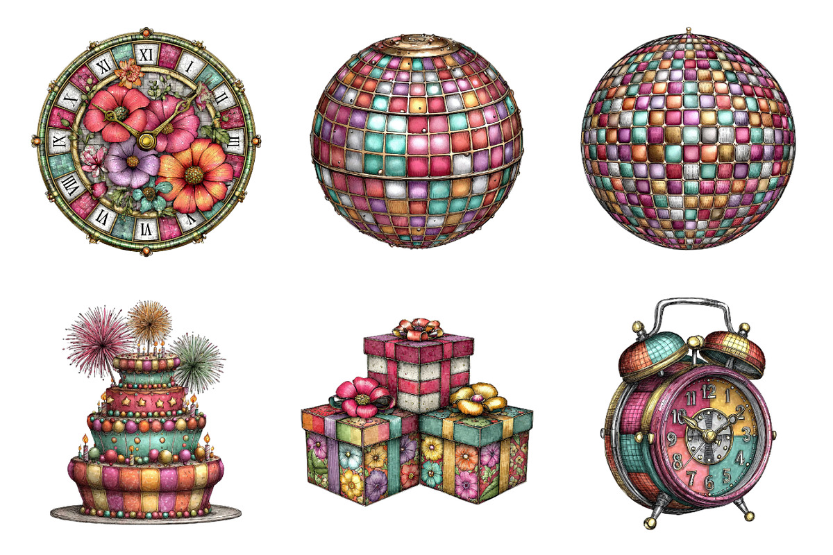 Happy New Year Clipart PNG, an Illustration by SinaCreation (Photo 3 of 11)