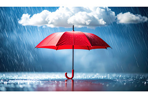 A red umbrella in the rain, a Nature Photo by Igor Tichonow