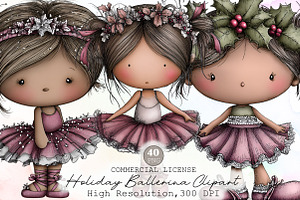 Watercolor Holiday Ballerina Clipart, an Illustration by Sublimation Artist