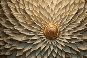 A Close-up View Of An Intricate Floral Art Deco Sun Design Made From Layered Pa