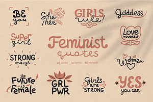 Feminist quotes. Vector lettering.