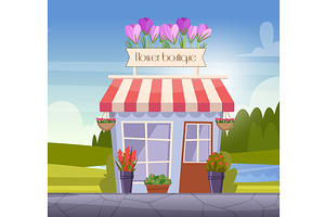 Flower boutique. outdoor background, an Object Illustration by Onyx
